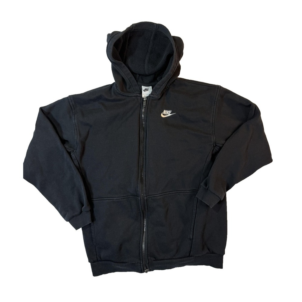 Nike Hoodie Women Med Black Full Zip‎ Swoosh Hooded Pockets Gym Yoga Sportswear